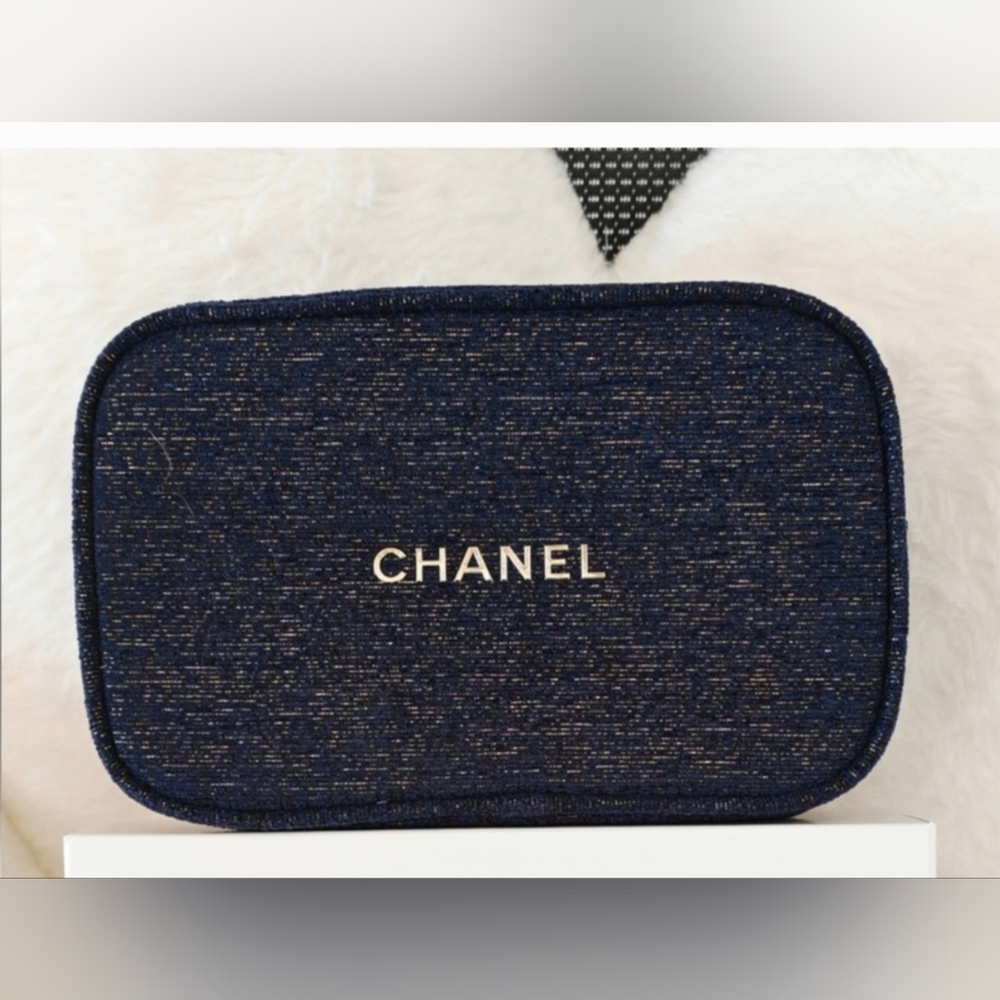 Midnight Blue and Gold Cosmetic Case